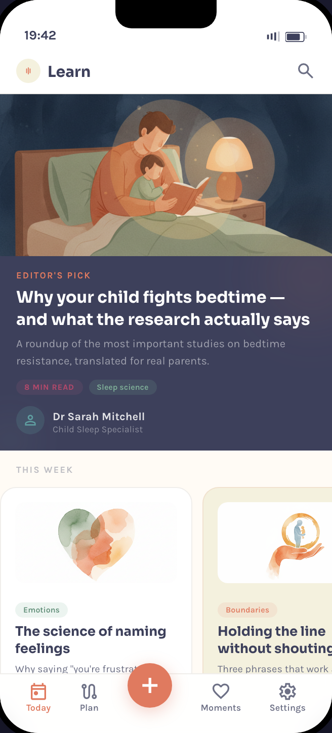 Quick Reads & Listens screen from the Attune app showing editorial articles and expert content